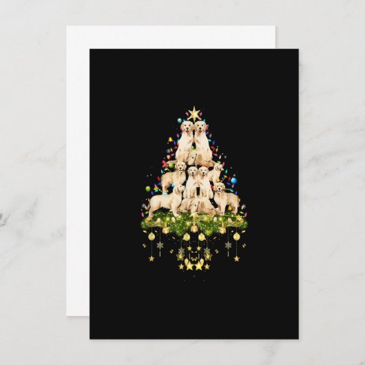 Golden Retriever kersthondenboom lichte feestdag Kaart (Voorkant / Achterkant)