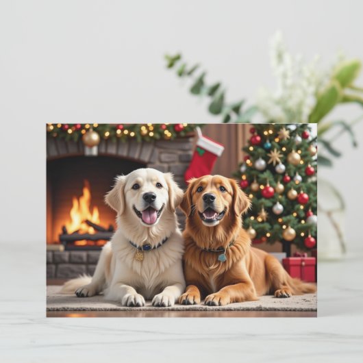 Golden Retriever kerstkaart (Staand voorkant)