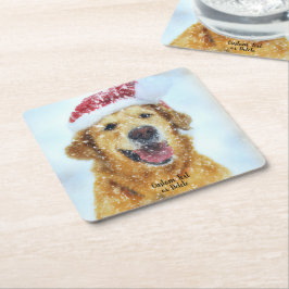 Golden Retriever, kerstkerstkerstkerstbeker aangep Kartonnen Onderzetters