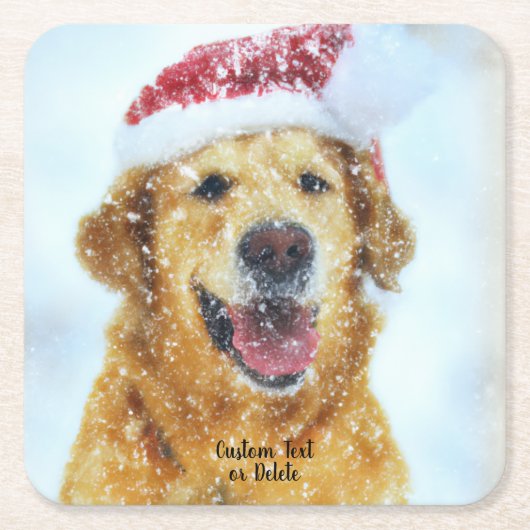 Golden Retriever, kerstkerstkerstkerstbeker aangep Kartonnen Onderzetters (Voorkant)
