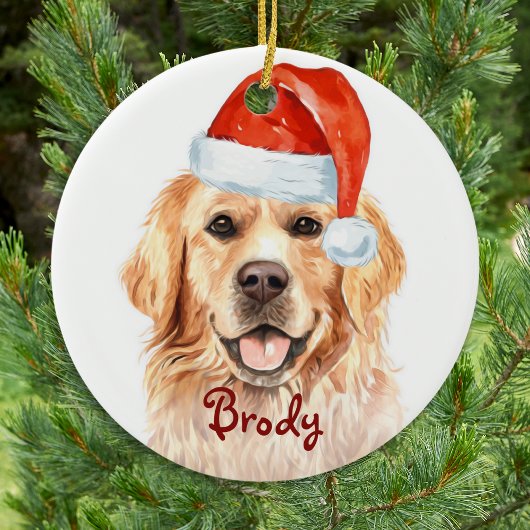Golden Retriever Kerstkerstkerstkerstkersthond Keramisch Ornament
