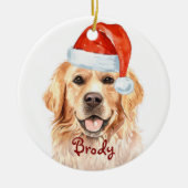 Golden Retriever Kerstkerstkerstkerstkersthond Keramisch Ornament (Voorkant)