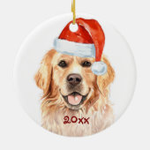 Golden Retriever Kerstkerstkerstkerstkersthond Keramisch Ornament (Achterkant)