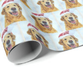 Golden Retriever, kerstkerstkerstkerstman of foto' Cadeaupapier (Rol Hoek)
