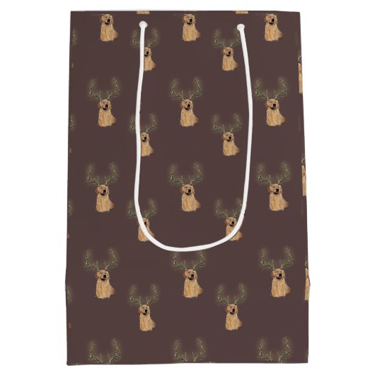 Golden Retriever kerstkerststaartje Antler Gift Ba Medium Cadeauzakje (Achterkant)