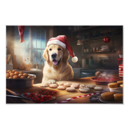 Golden Retriever Kerstkoekjes Feestelijke vakantie Foto Afdruk