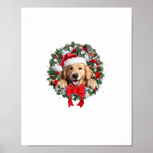Golden Retriever Kerstkrans Decoratie Kerstmis (Voorkant)