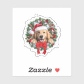 Golden Retriever Kerstkrans Decoratie Kerstmis Sticker (Vel)