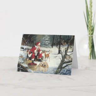 Golden Retriever Kerstman en herten Kerst Kaart