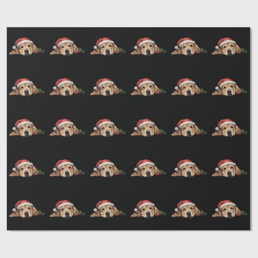 Golden Retriever Kerstman Hoed Hond Kerstmis Cadeaupapier (Vlak)