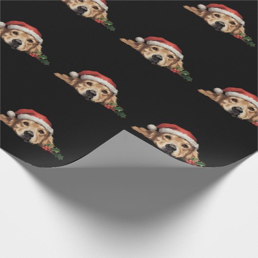 Golden Retriever Kerstman Hoed Hond Kerstmis Cadeaupapier (Hoek)