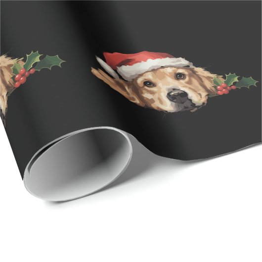 Golden Retriever Kerstman Hoed Hond Kerstmis Cadeaupapier (Rol Hoek)