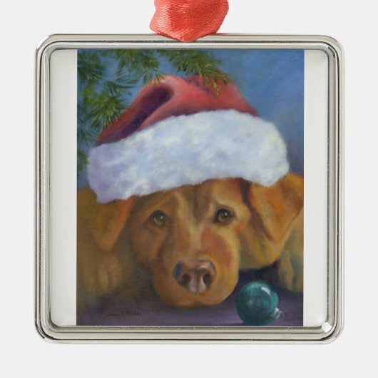 Golden Retriever kerstmandief Metalen Ornament (Voorkant)