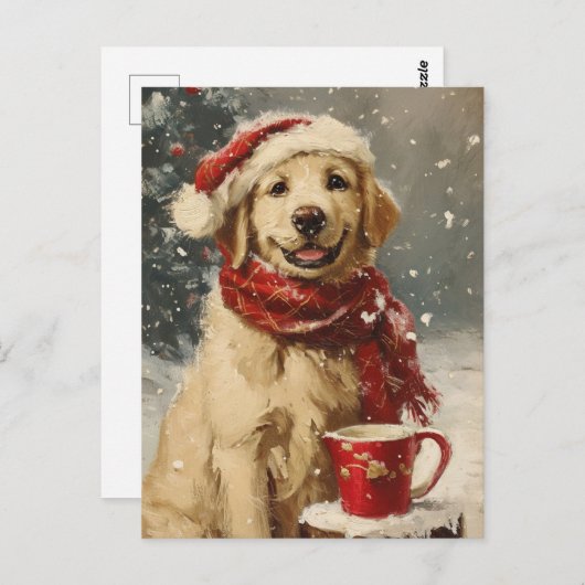 Golden Retriever Kerstmis Briefkaart (Voorkant / Achterkant)
