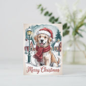 Golden Retriever Kerstmis Briefkaart (Staand voorkant)