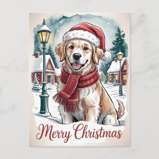 Golden Retriever Kerstmis Briefkaart (Voorkant)