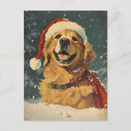 Golden Retriever Kerstmis Briefkaart (Voorkant)
