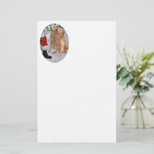 Golden Retriever Kerstmis Briefpapier (Staand voorkant)