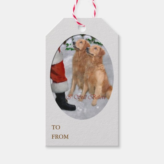 Golden Retriever Kerstmis Cadeaulabel (Voorkant)