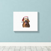 Golden Retriever Kerstmis Canvas Afdruk (Insitu (Houten vloer))