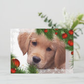 Golden Retriever Kerstmis - Cute Dog Puppy Holiday Kaart (Staand voorkant)