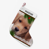 Golden Retriever Kerstmis - Cute Dog Puppy Kleine Kerstsok (Voorkant (Hangend))