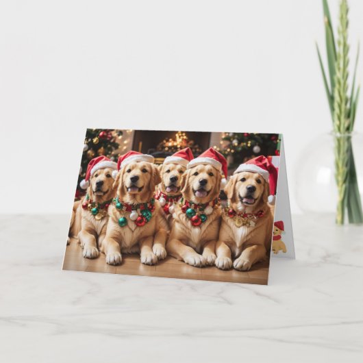 Golden Retriever Kerstmis Feestdagen Kaart (Voorkant)