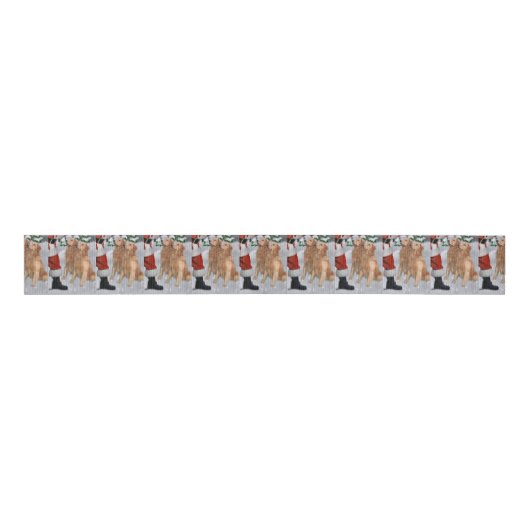 Golden Retriever Kerstmis Grosgrain Lint (Voorkant)