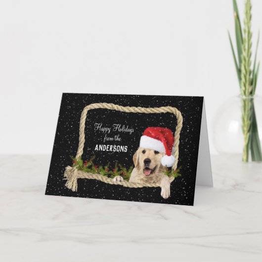 Golden Retriever Kerstmis in het lijst van touw Feestdagen Kaart (Voorkant)