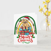 Golden Retriever Kerstmis Kaart (Gele Bloem)