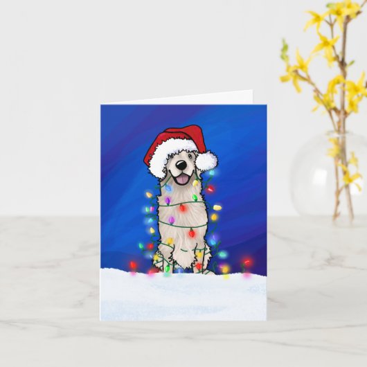 Golden Retriever Kerstmis Kaart (Gele Bloem)
