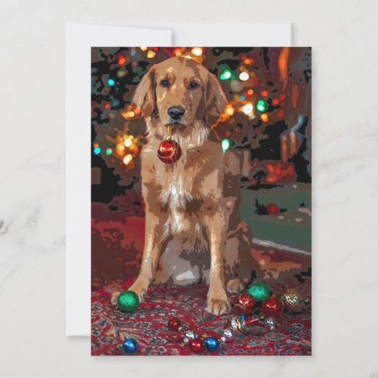 Golden Retriever Kerstmis Kaart (Voorkant)