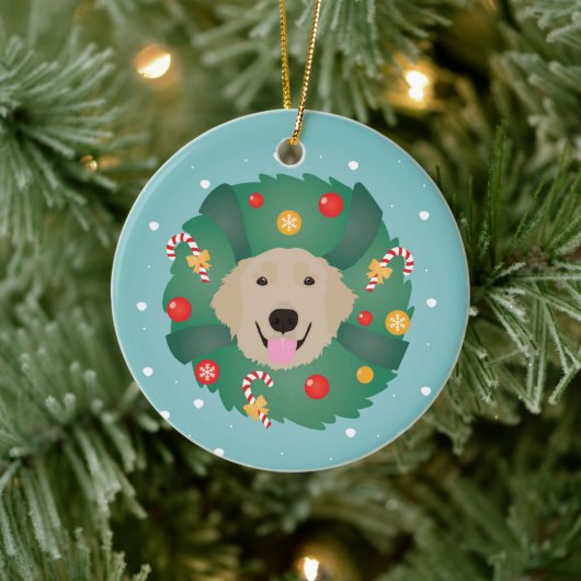 Golden Retriever Kerstmis Keramisch Ornament (Boom)