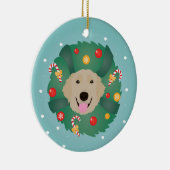 Golden Retriever Kerstmis Keramisch Ornament (Rechts)