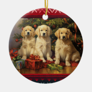 Golden Retriever Kerstmis Keramisch Ornament