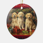 Golden Retriever Kerstmis Keramisch Ornament (Links)