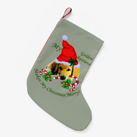 Golden Retriever Kerstmis Kleine Kerstsok (Voorkant (Hangend))