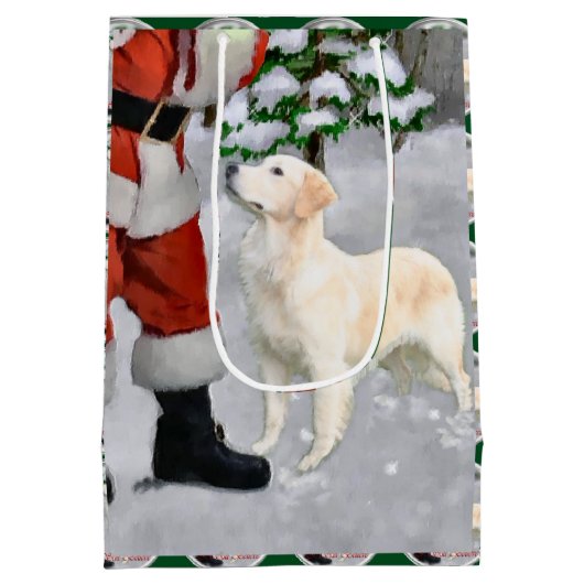 Golden Retriever Kerstmis Medium Cadeauzakje (Achterkant)
