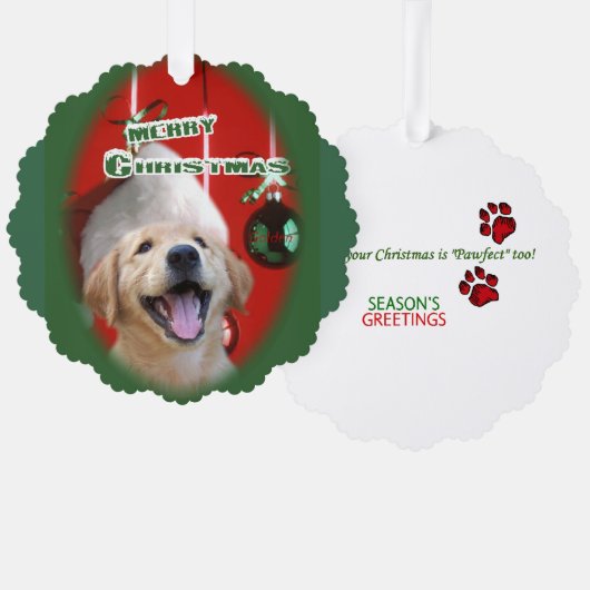 Golden Retriever Kerstmis Ornament Kaart (Voorkant / Achterkant)