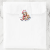 Golden Retriever Kerstmis ronde Sticker (Tas)