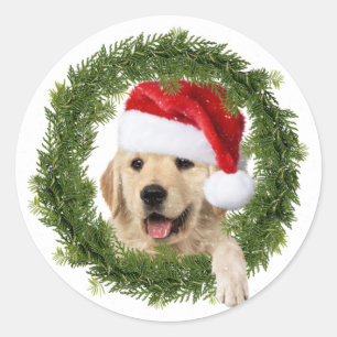 Golden Retriever Kerstmis Ronde Sticker