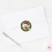 Golden Retriever Kerstmis Ronde Sticker (Envelop)