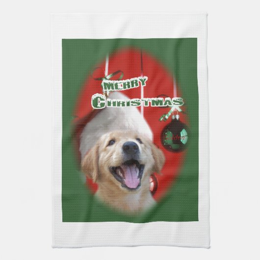 Golden Retriever Kerstmis Theedoek (Verticaal)