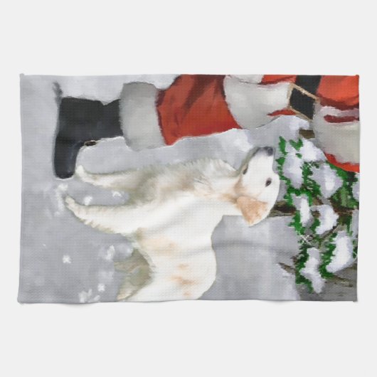 Golden Retriever Kerstmis Theedoek (Horizontaal)