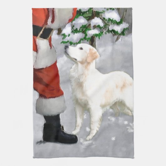 Golden Retriever Kerstmis Theedoek (Verticaal)