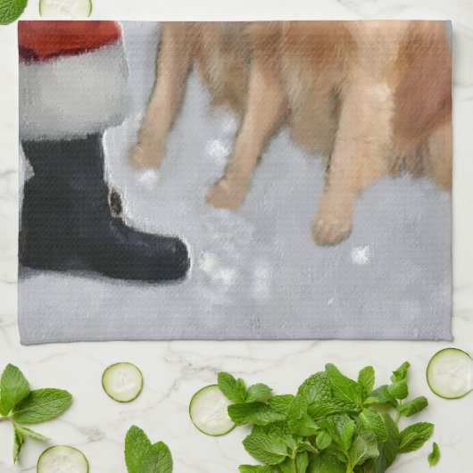 Golden Retriever Kerstmis Theedoek (Gevouwen)