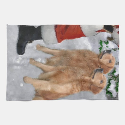 Golden Retriever Kerstmis Theedoek (Horizontaal)