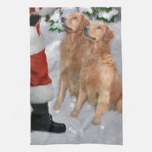 Golden Retriever Kerstmis Theedoek (Verticaal)