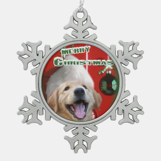 Golden Retriever Kerstmis Tin Sneeuwvlok Ornament (Voorkant)