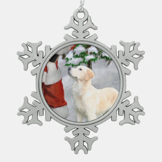 Golden Retriever Kerstmis Tin Sneeuwvlok Ornament (Voorkant)